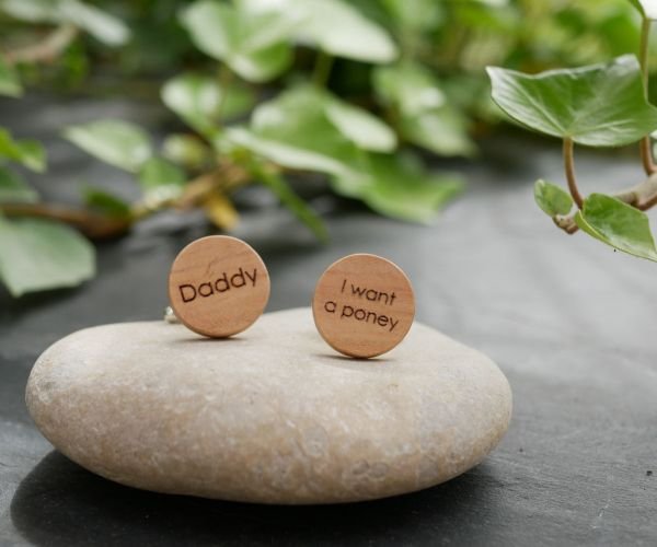 Engraved wood cufflinks