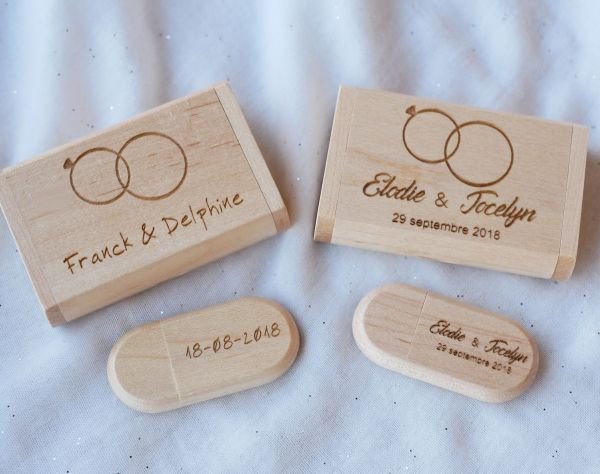 Wooden box engraved personalized USB key