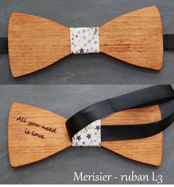 Engraved wood bow tie
