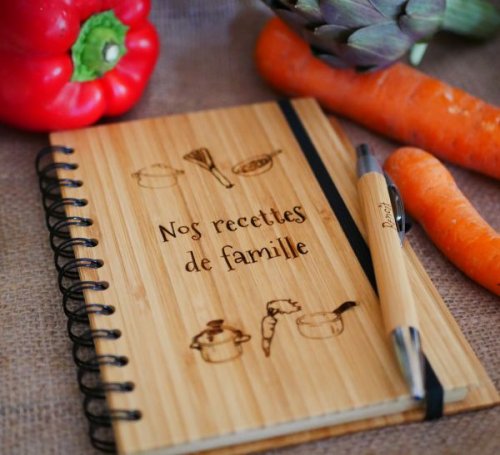 engraved wooden notebook theme savory recipes