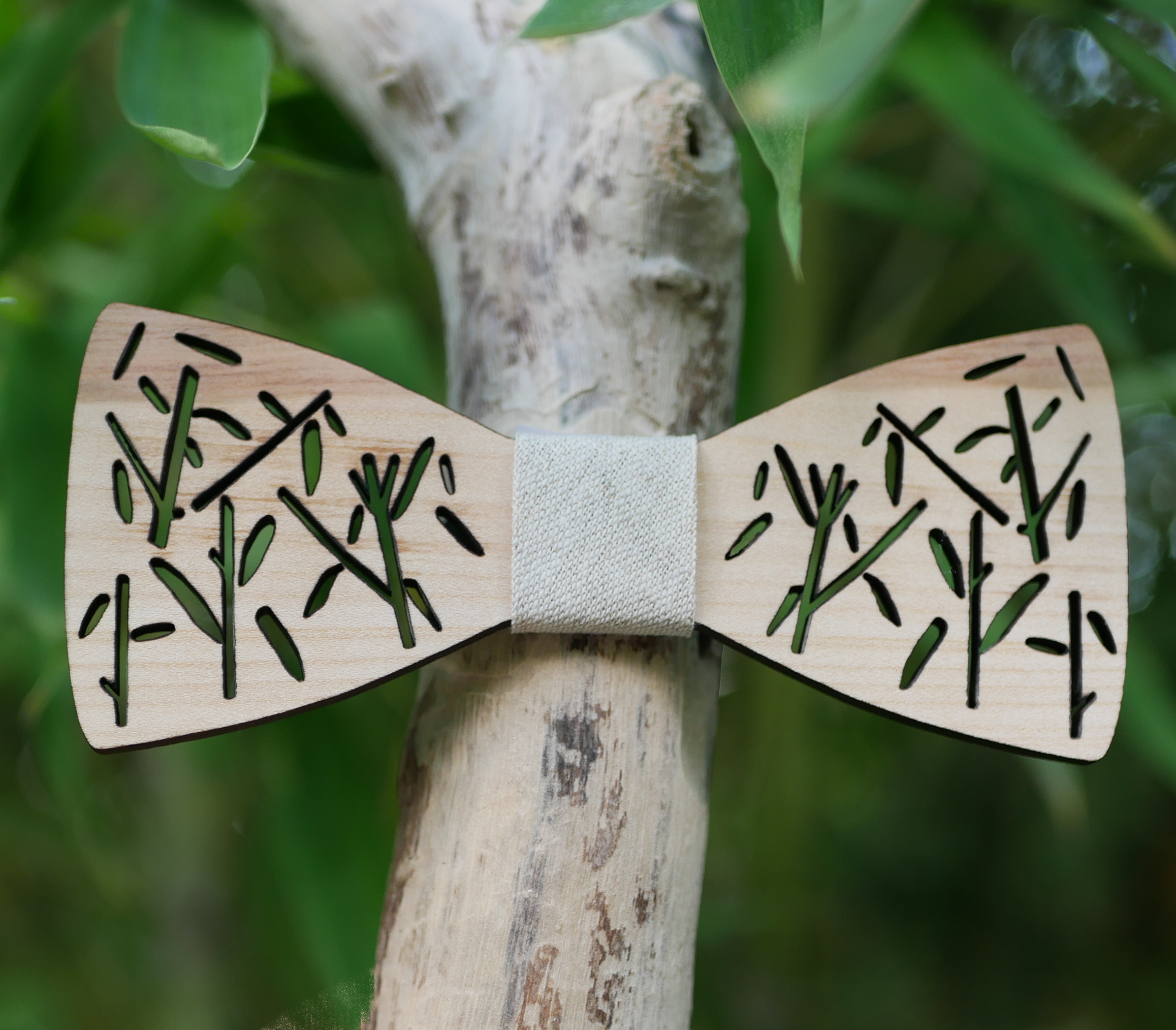 Bamboo spirit knot with organic ribbon