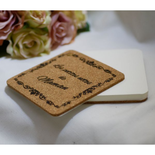 Engraved cork notepad personalized gift 