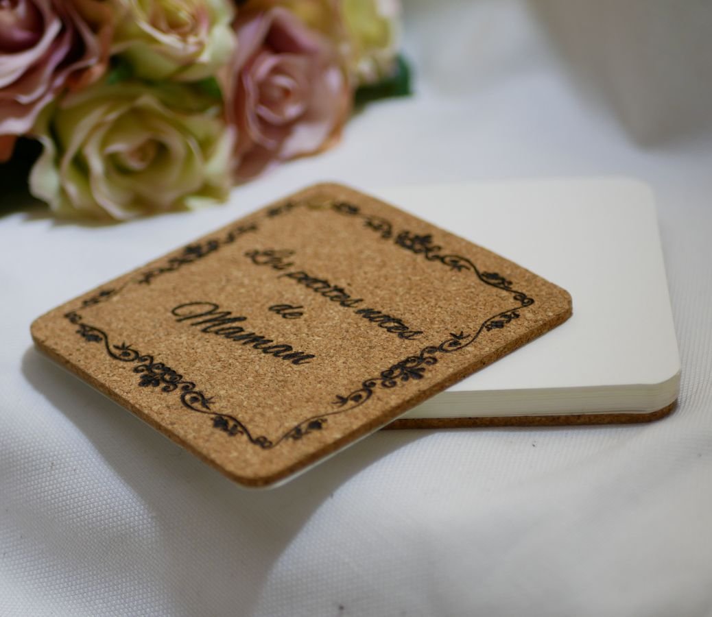 Engraved cork notepad personalized gift 