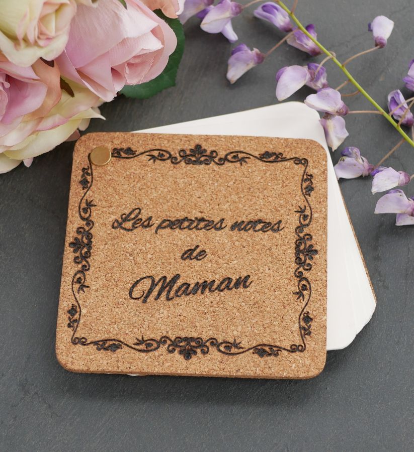 Engraved cork notepad personalized gift 