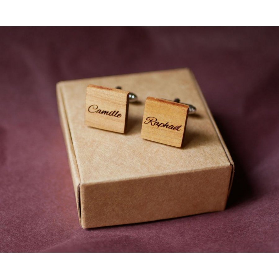 Square wooden cufflinks to personalize