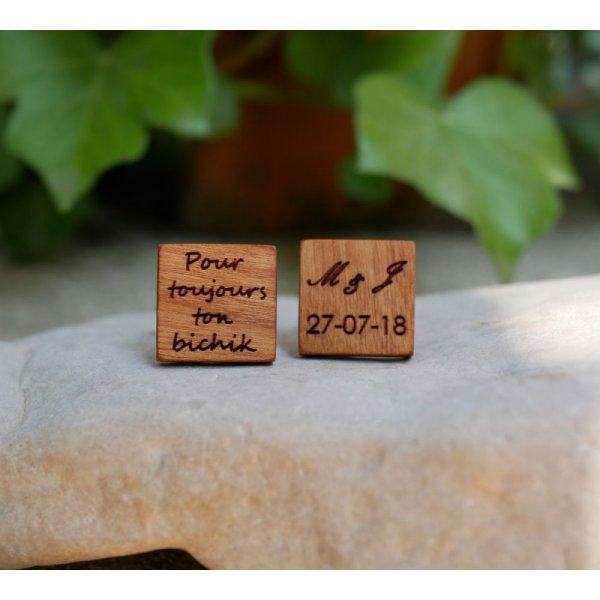 Square wooden cufflinks to personalize