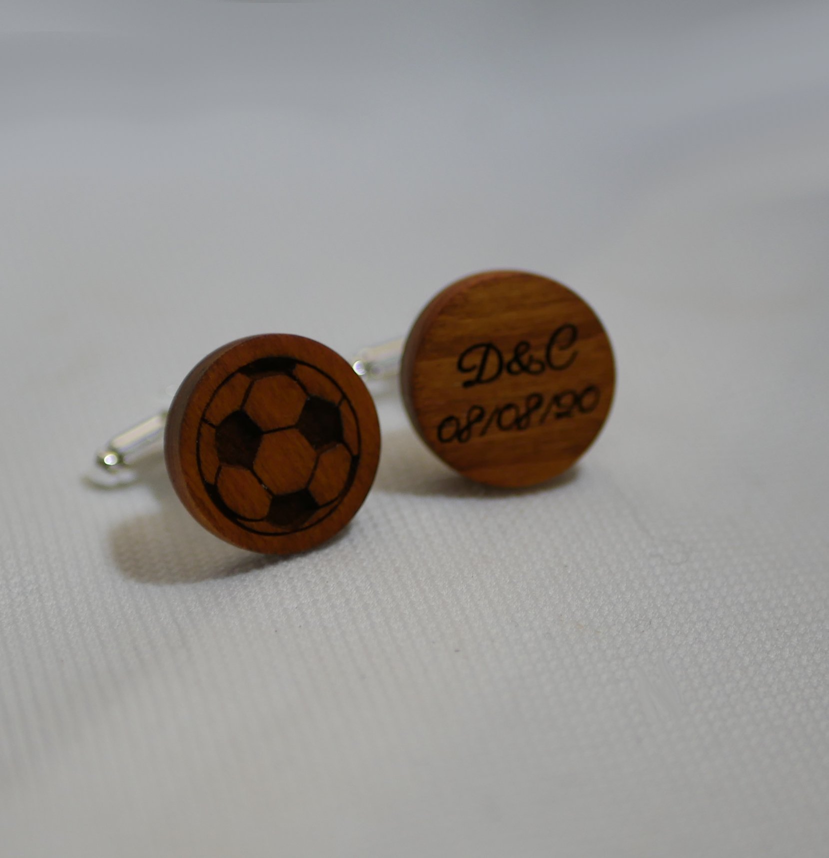 Wooden cufflinks Cherry round to engrave 18mm