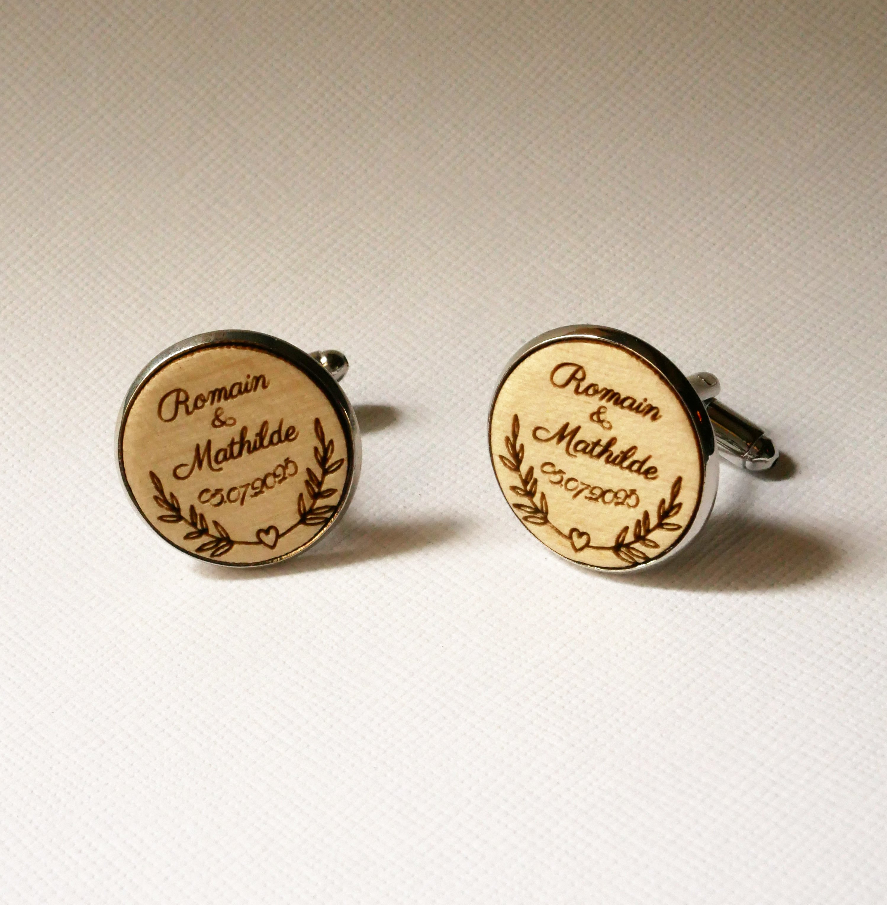 Cufflinks cabochon fine wood 20mm customizable