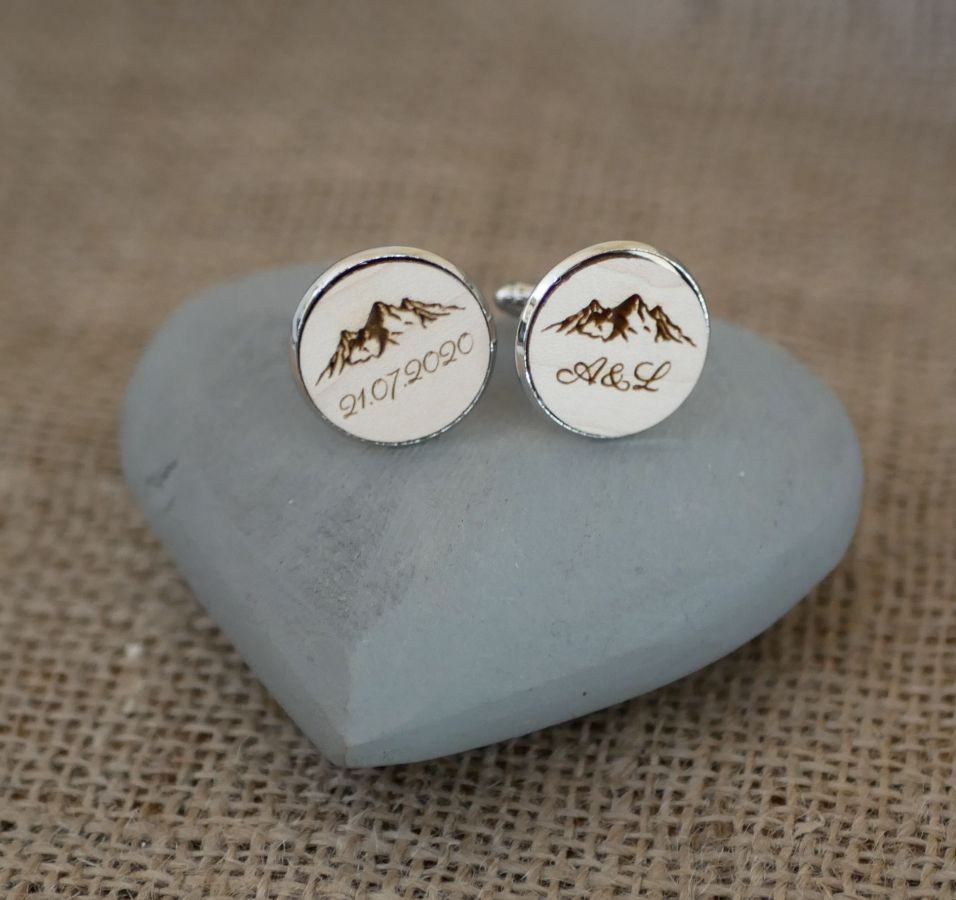 Cufflinks cabochon fine wood 20mm customizable