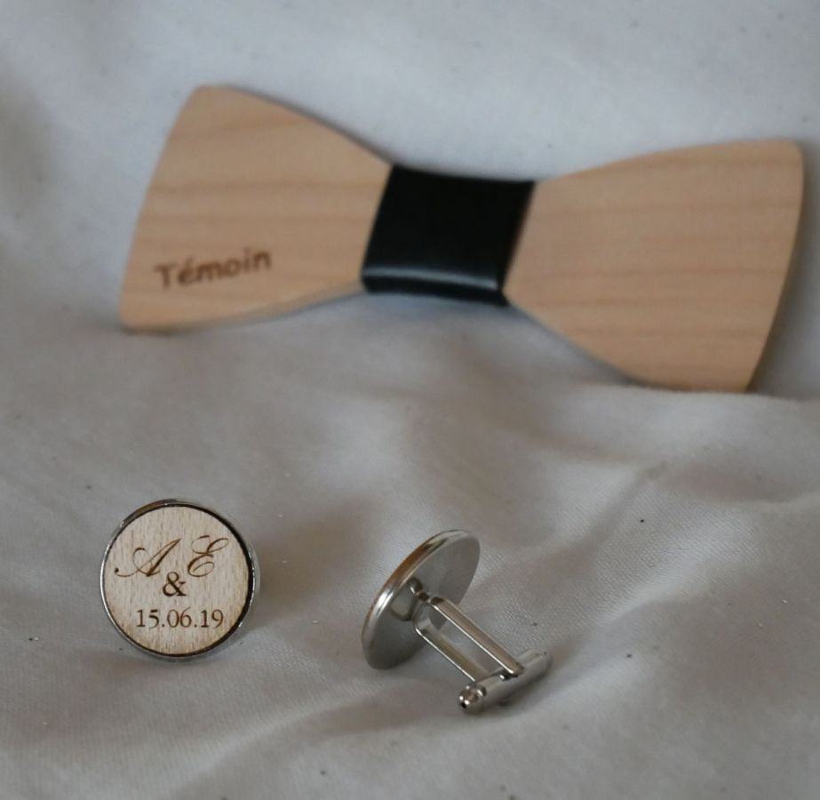 Cufflinks cabochon fine wood 20mm customizable