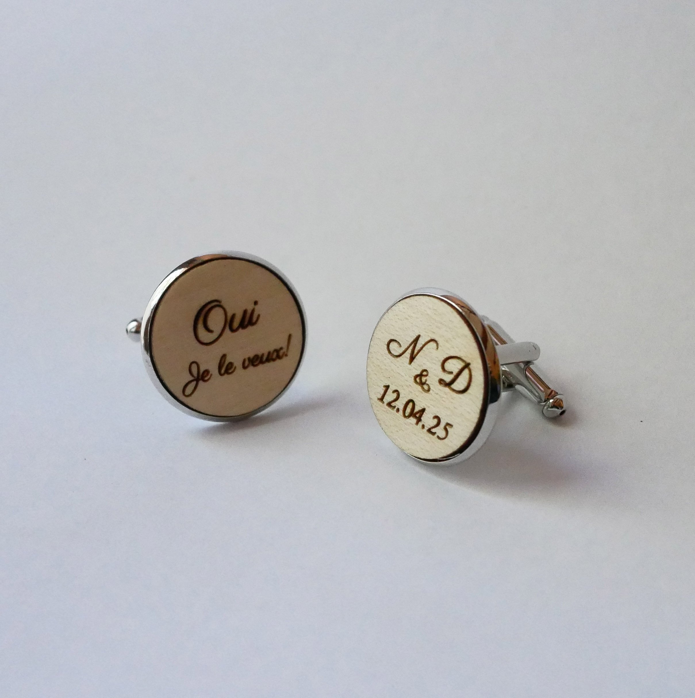 Cufflinks cabochon fine wood 20mm customizable