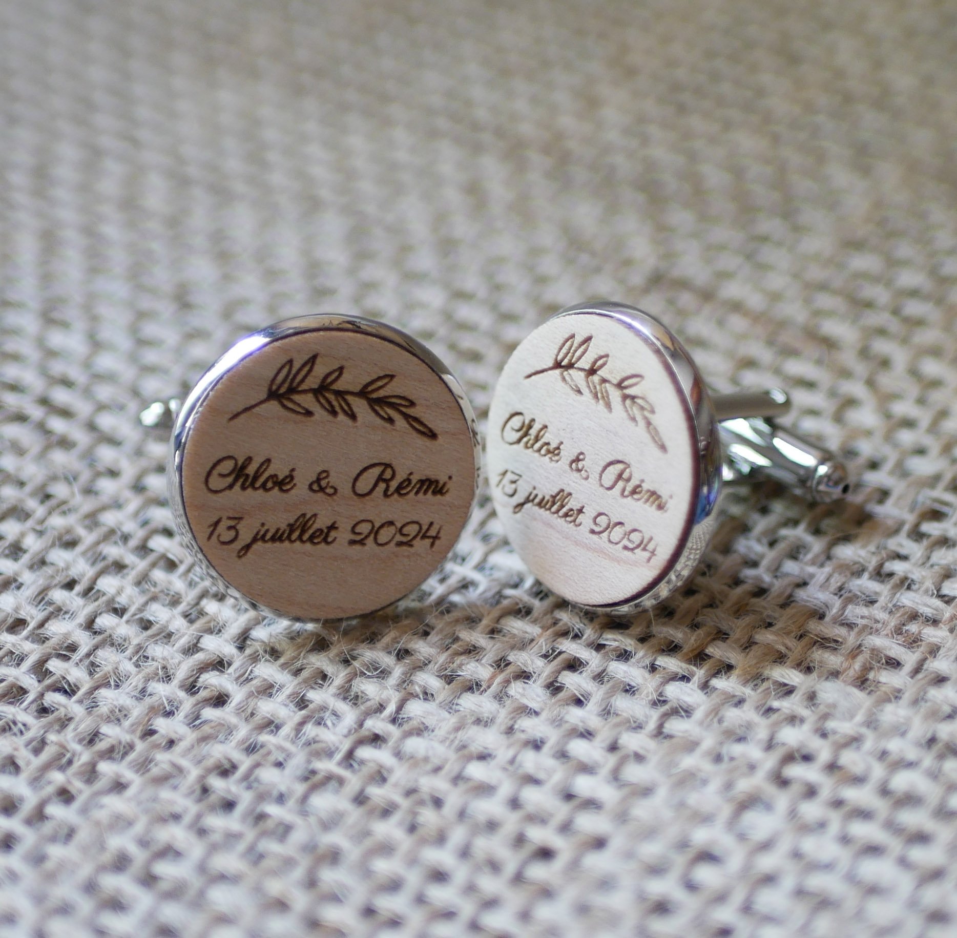 Cufflinks cabochon fine wood 20mm customizable