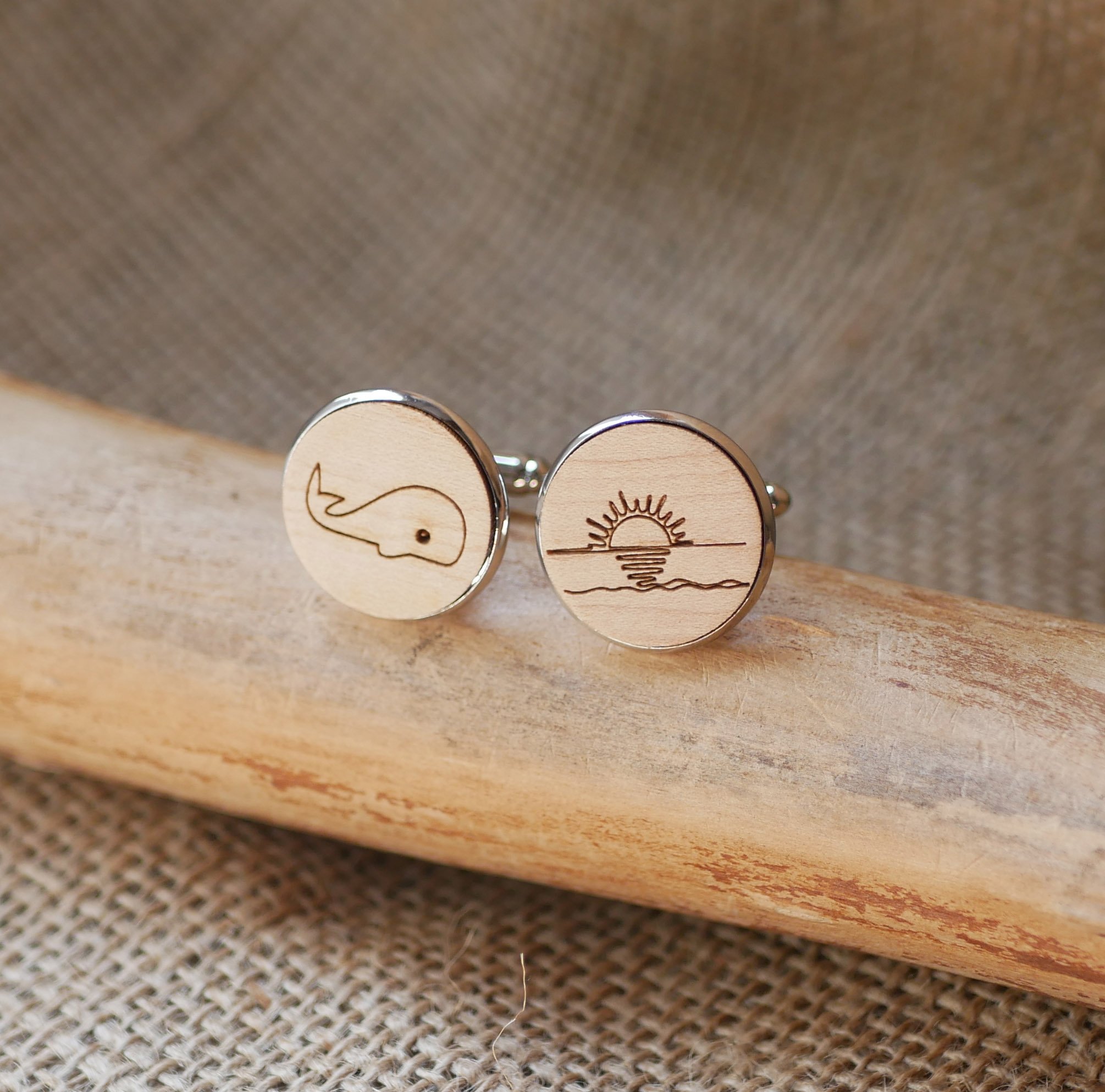 Cufflinks cabochon fine wood 20mm customizable