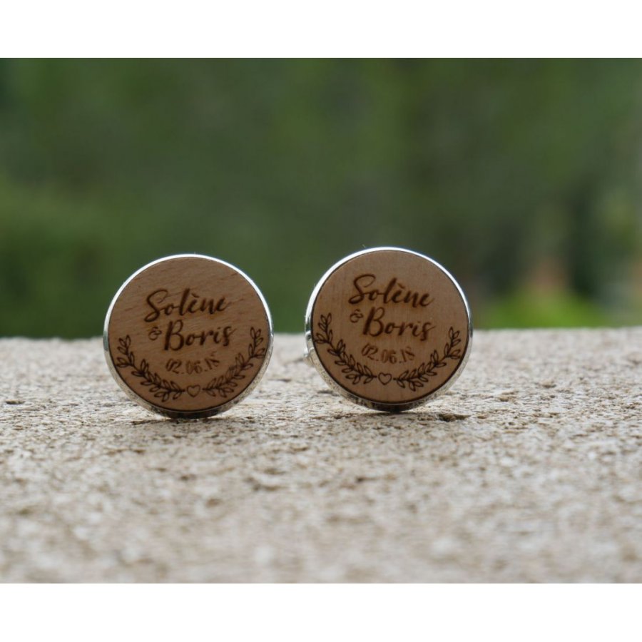 Cufflinks cabochon fine wood 20mm customizable