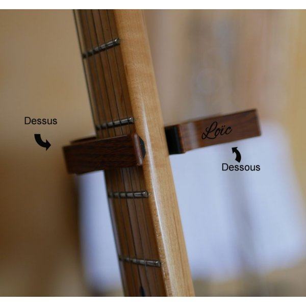 Aluminum guitar capo with gold engraving to personalize