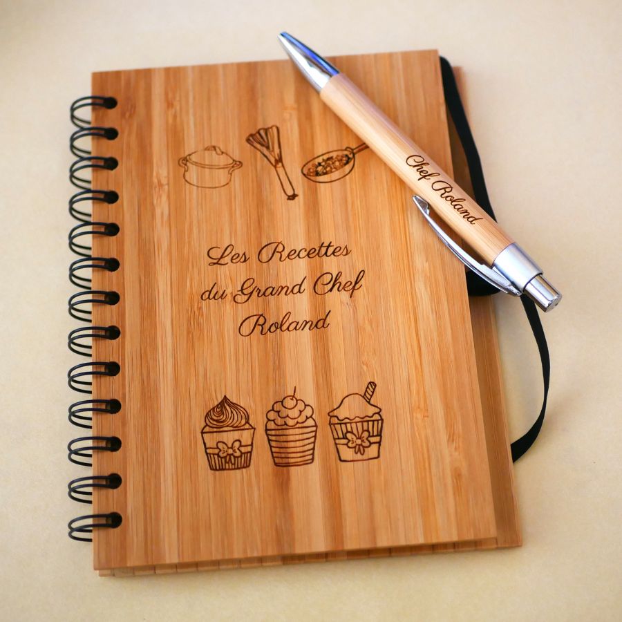 Wooden notebook Recipes to personalize