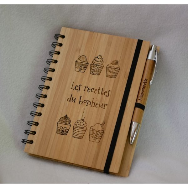 Wooden notebook Recipes to personalize
