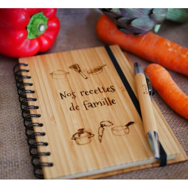 Wooden notebook Recipes to personalize