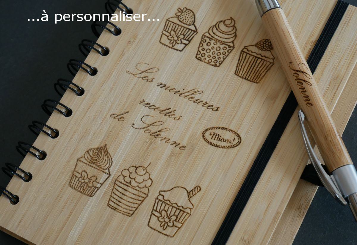 Wooden notebook Recipes to personalize