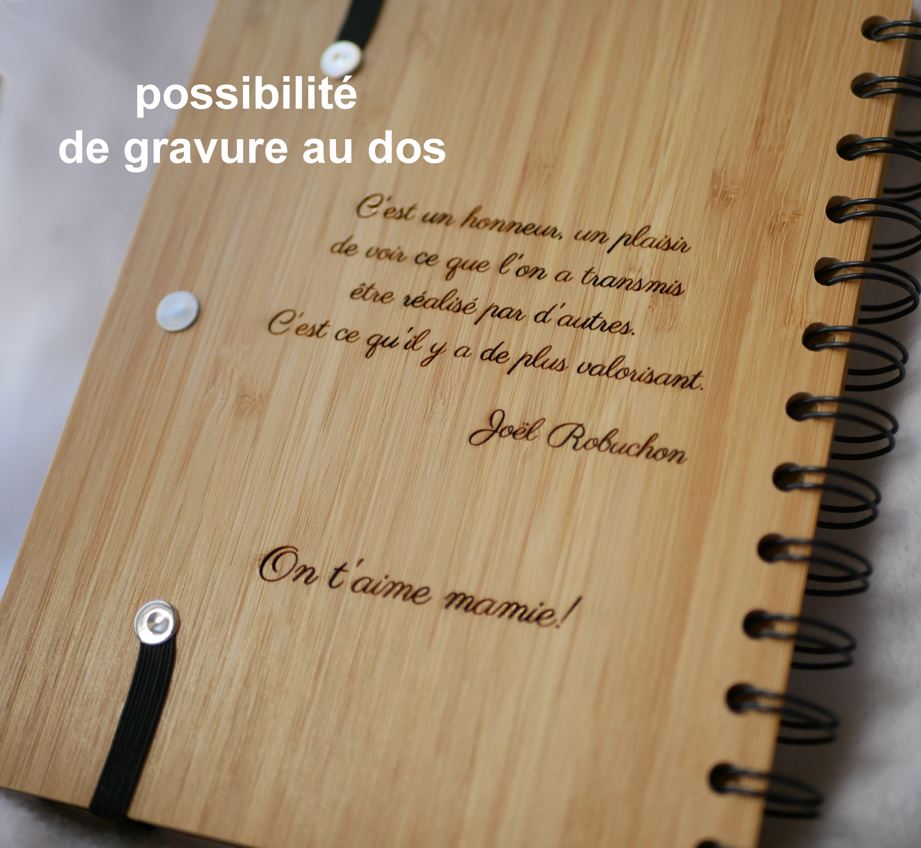 Wooden notebook Recipes to personalize