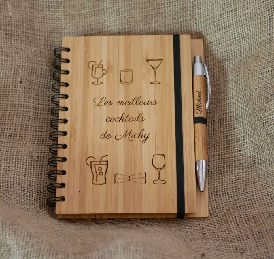 Wooden notebook Recipes to personalize