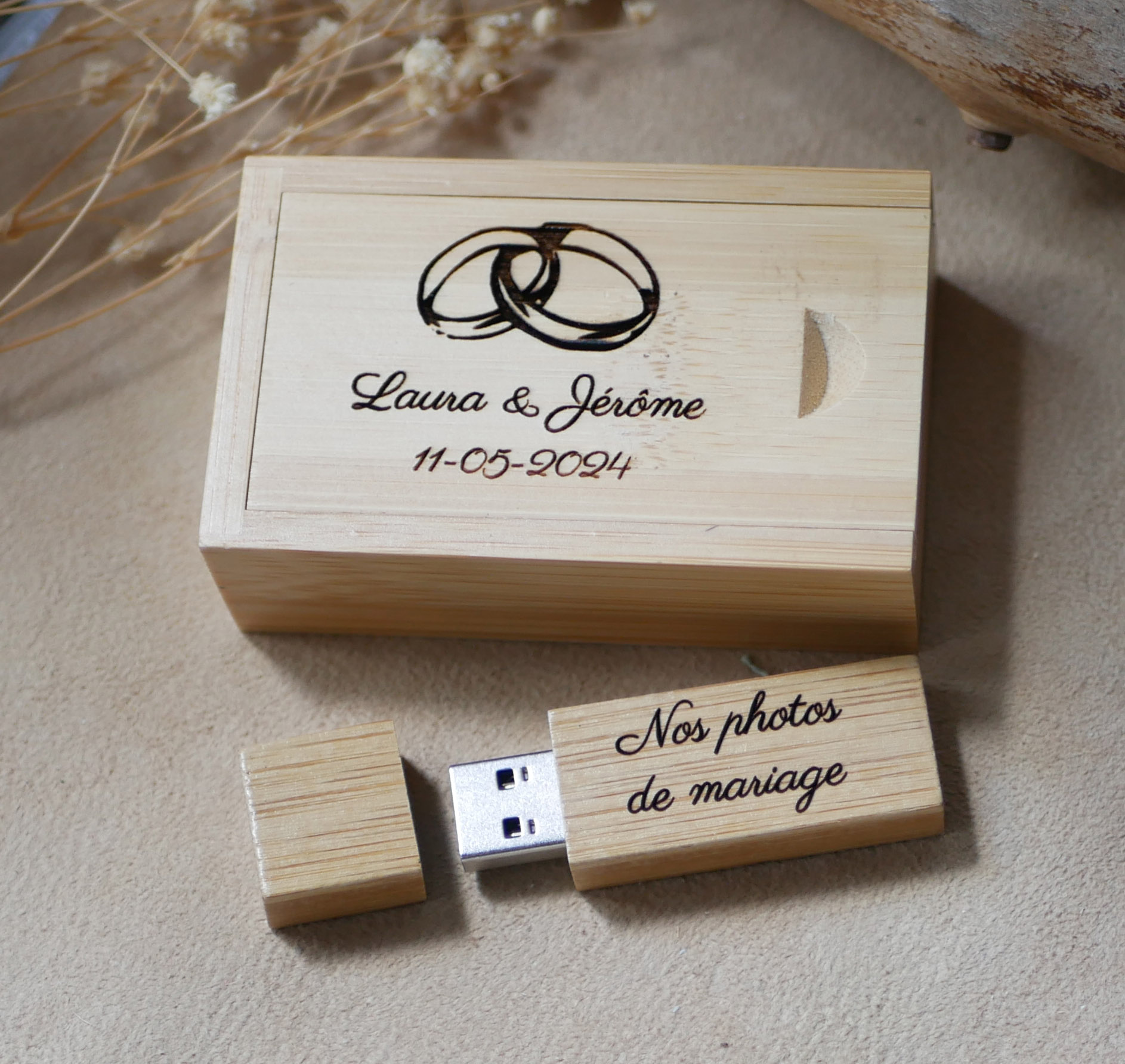 32 GB Usb 3.0 Key in bamboo wood case to be personalized by engraving 