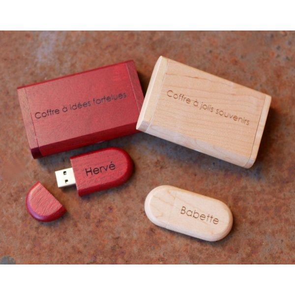 32 GB 3.0 red wood Usb key in a box to be personalized by engraving