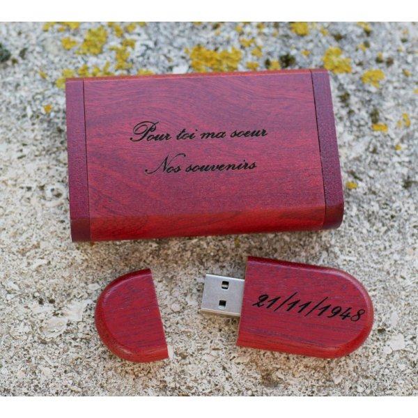 32 GB 3.0 red wood Usb key in a box to be personalized by engraving