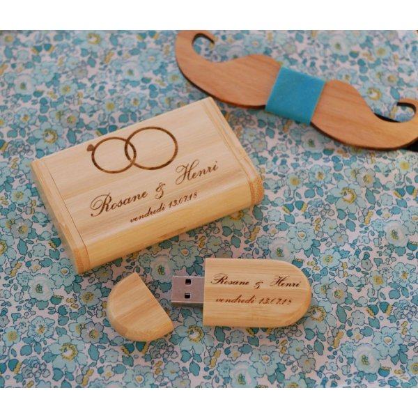 32 GB 2.0 bamboo wood USB flash drive in customizable case