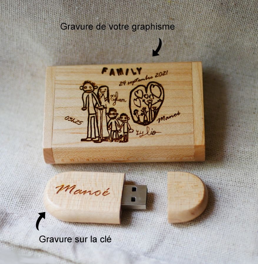 64 GB 3.0 Usb key in a personalized maple wood case