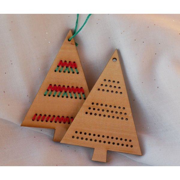Duo of wooden Christmas trees to embroider yourself 