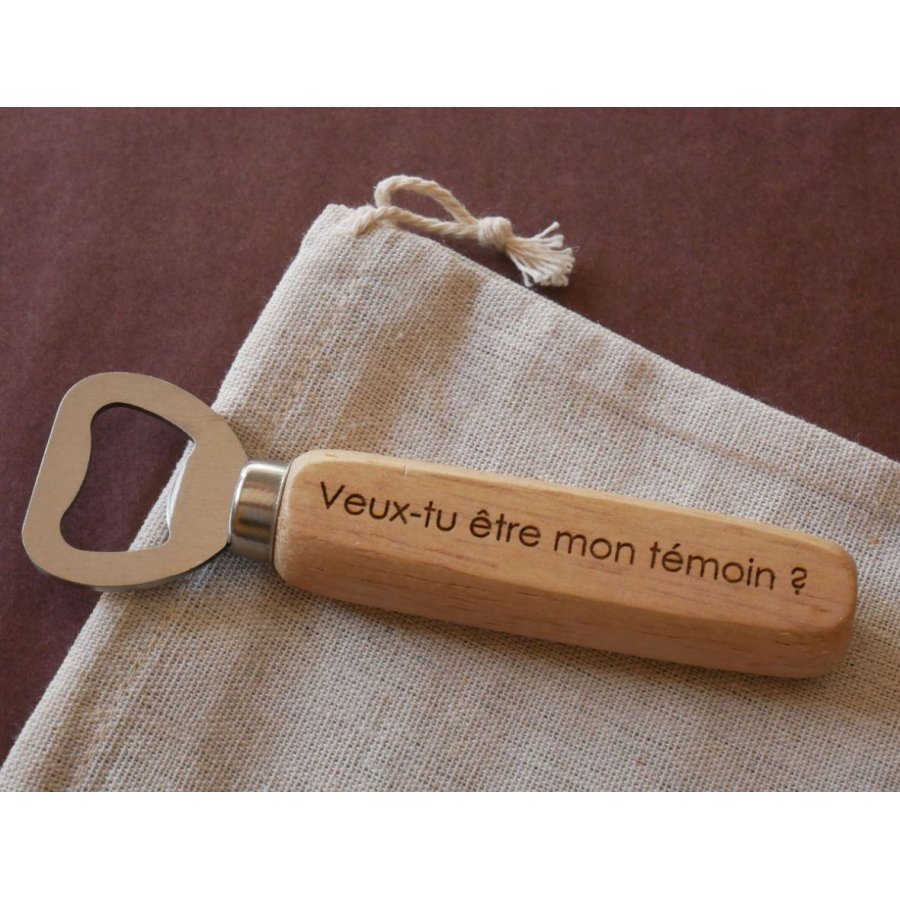 Engraved wood bottle opener to personalize, wedding gift 