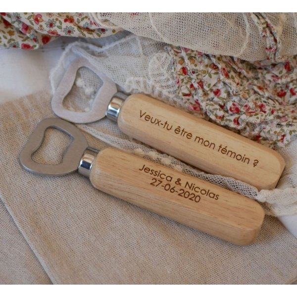 Engraved wood bottle opener to personalize, wedding gift 