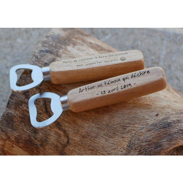 Engraved wood bottle opener to personalize, wedding gift 