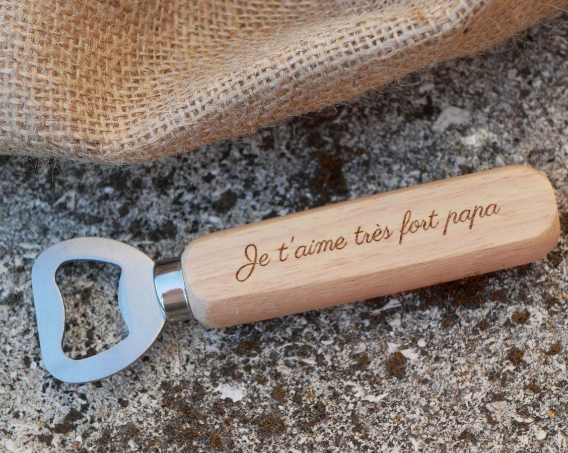 Engraved wood bottle opener to personalize, wedding gift 