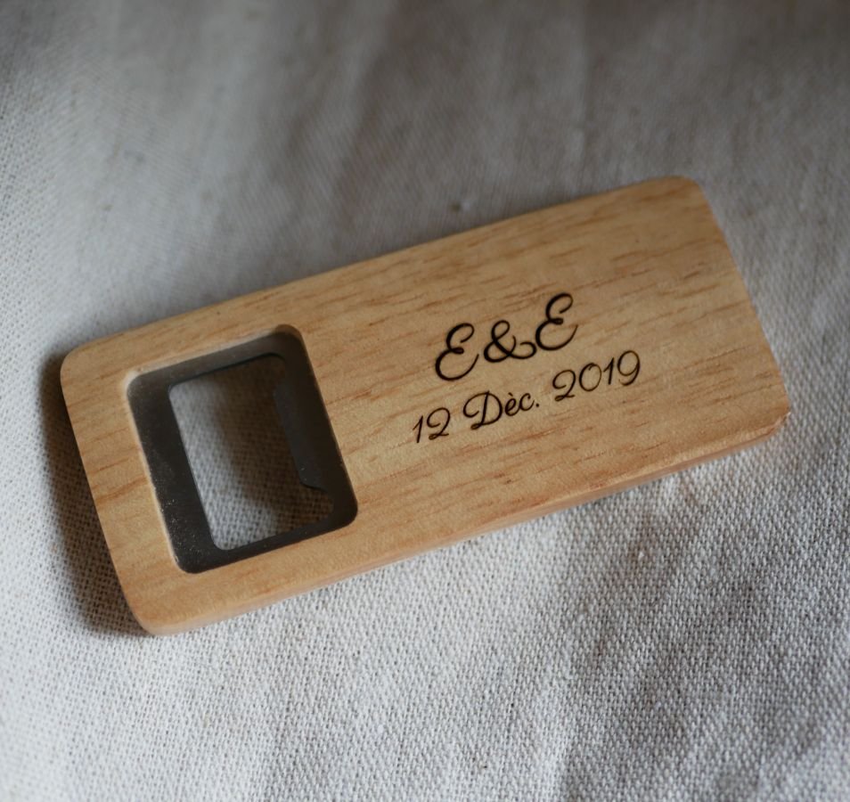 Wooden bottle opener to personalize, wedding gift 