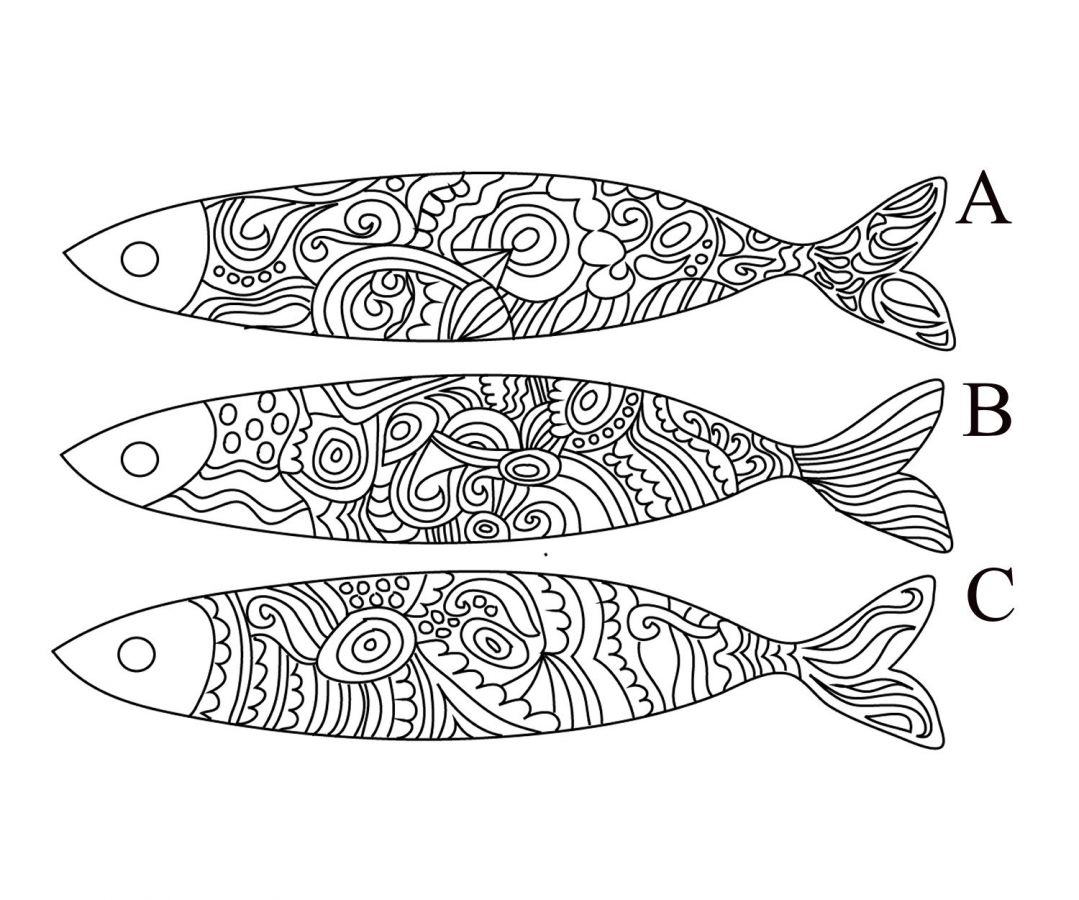 Wall decoration Sardines engraved wood to paint 