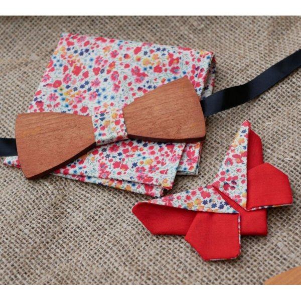 Wooden bow set Pouch Butterfly brooch Liberty