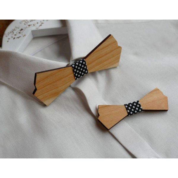Wooden bow tie set for men and brooch for women to personalize