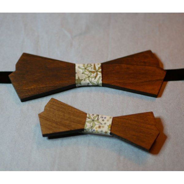 Wooden bow tie set for men and brooch for women to personalize