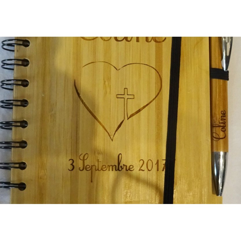 Wooden guest book for baptism or religious ceremony