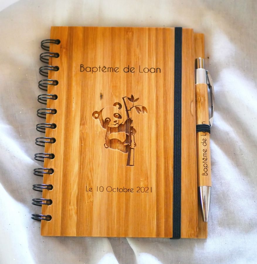 Wooden guest book for baptism or religious ceremony