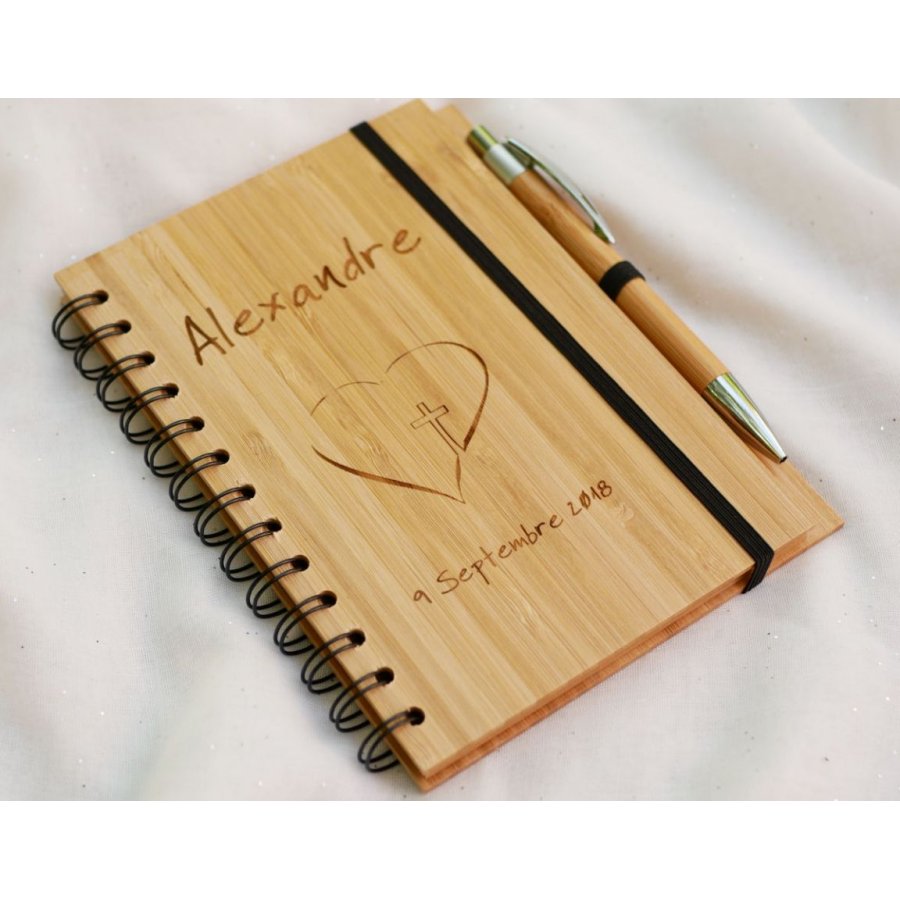 Wooden guest book for baptism or religious ceremony