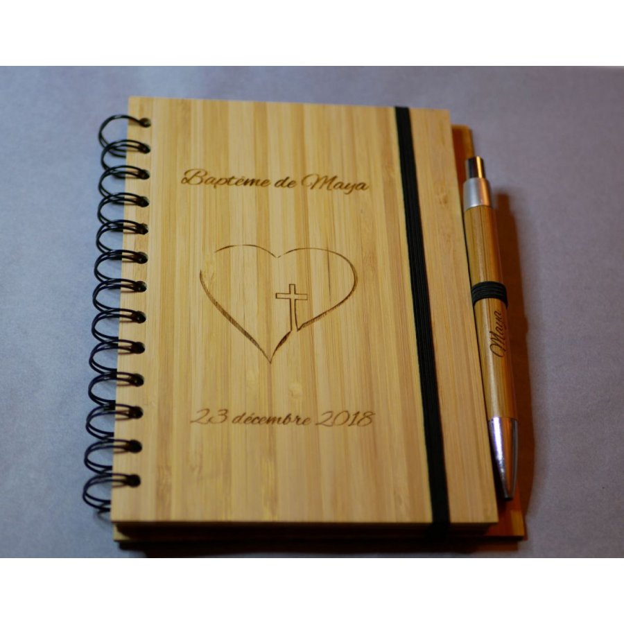 Wooden guest book for baptism or religious ceremony