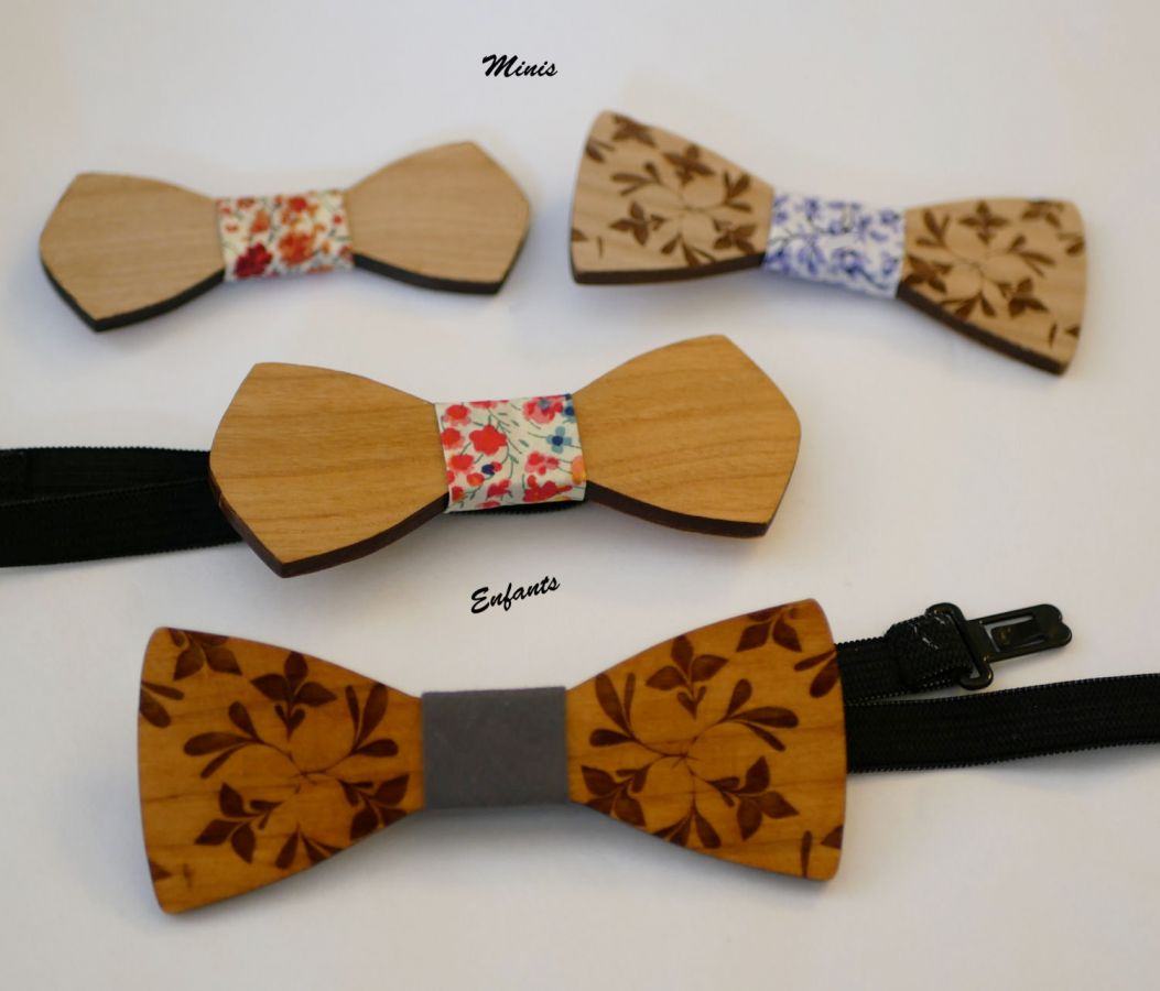 Mini bow tie for children engraved with flowers to be personalized with the model for children and men