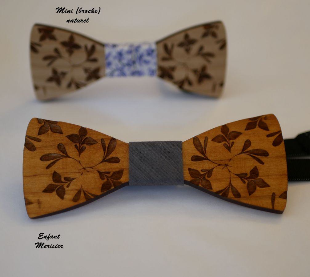 Mini bow tie for children engraved with flowers to be personalized with the model for children and men