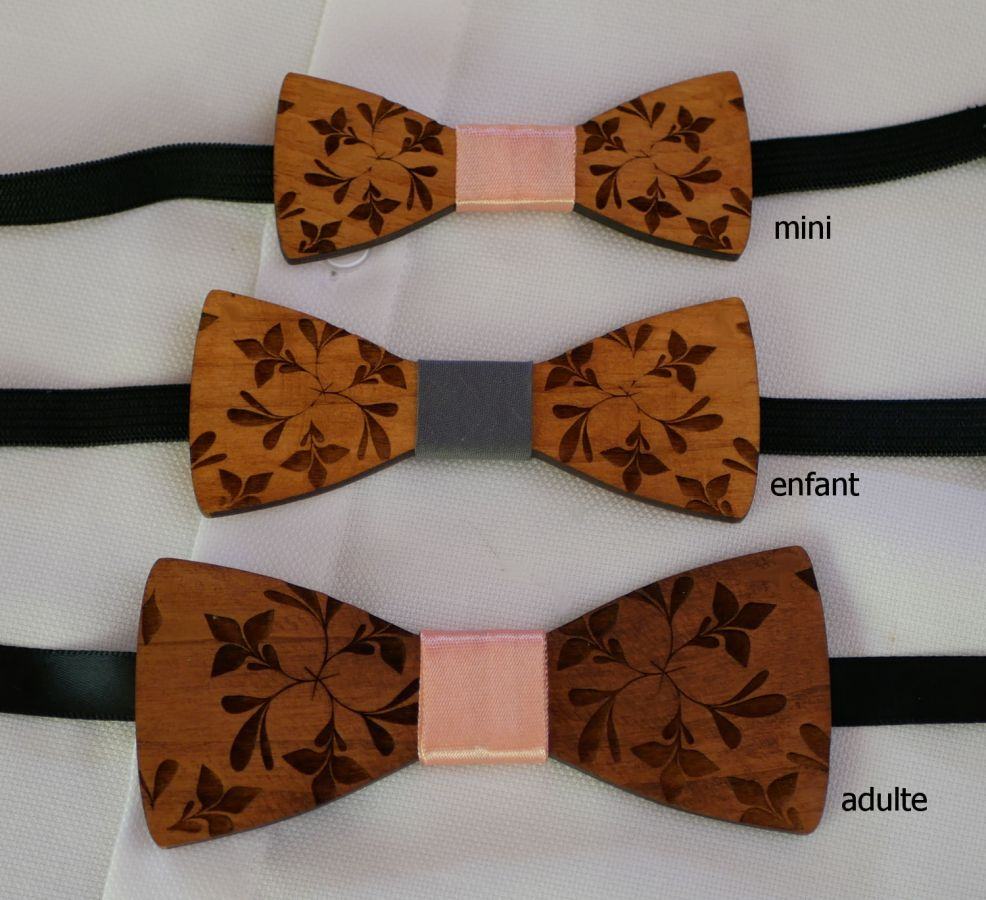 Mini bow tie for children engraved with flowers to be personalized with the model for children and men