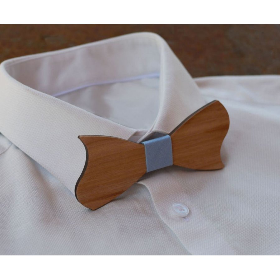 Original asymmetrical bow tie in cherry wood to personalize