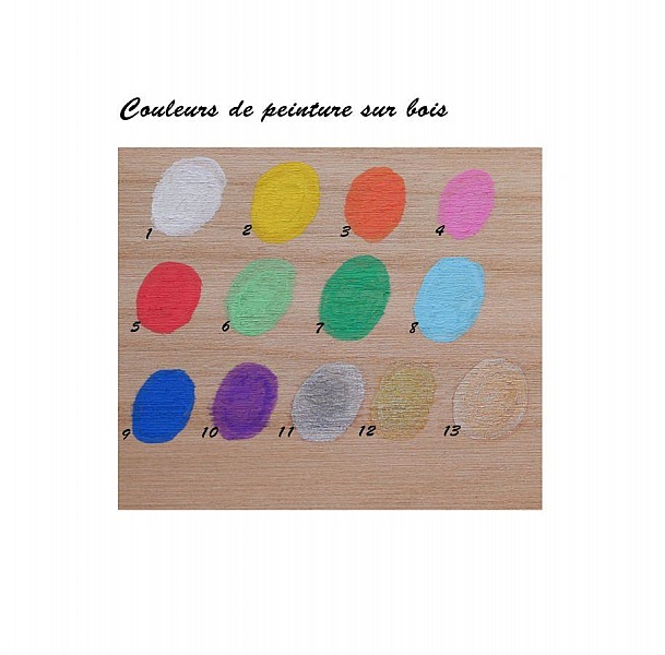 Nuancier de couleurs de peinture pour nœud papillon en bois.