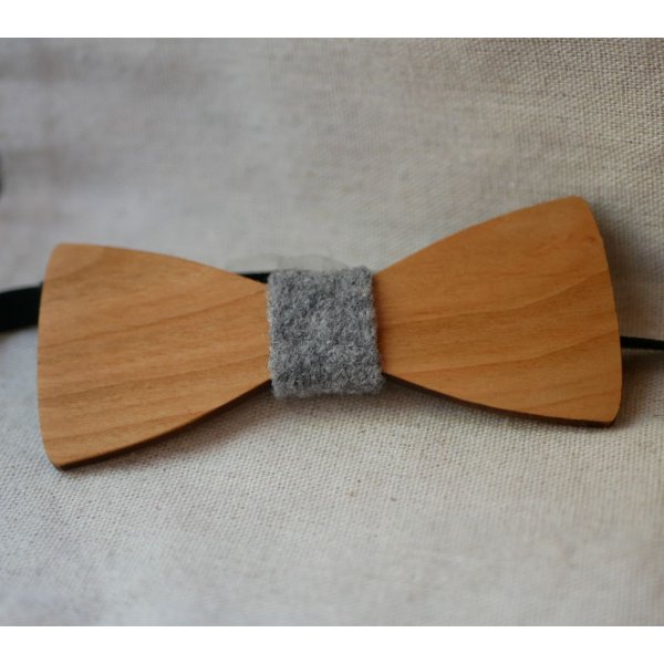 Wood and wool bow tie to personalize made in France